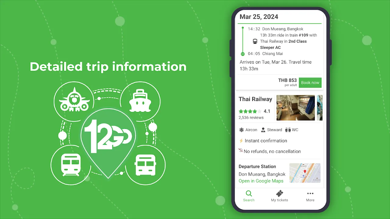 12Go Train, Bus, Ferry, Flight 12Go Train, Bus, Ferry, Flight