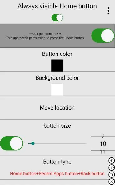 Always visible Home button Always visible Home button