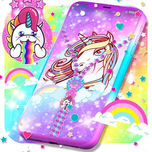 Unicorn zipper lock screen
