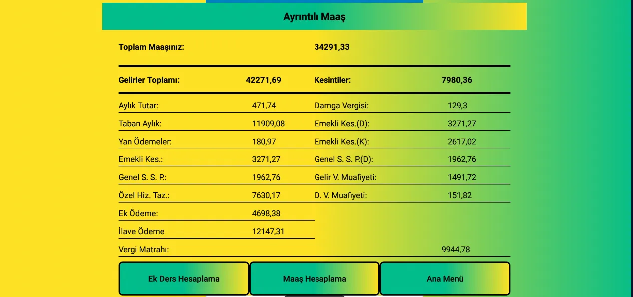 Maaş ve Ek Ders Hesaplama 2025 Maaş ve Ek Ders Hesaplama 2025