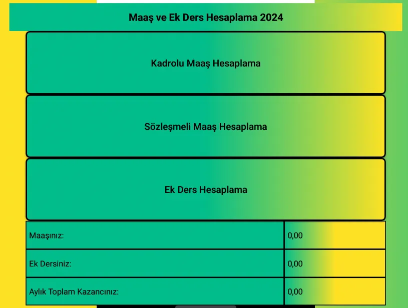 Maaş ve Ek Ders Hesaplama 2025 Maaş ve Ek Ders Hesaplama 2025