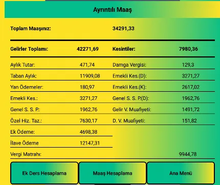 Maaş ve Ek Ders Hesaplama 2025 Maaş ve Ek Ders Hesaplama 2025