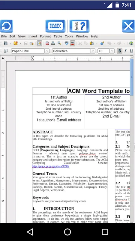 AndroWriter document editor AndroWriter document editor