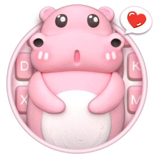 3D Pink Cute Hippo Theme
