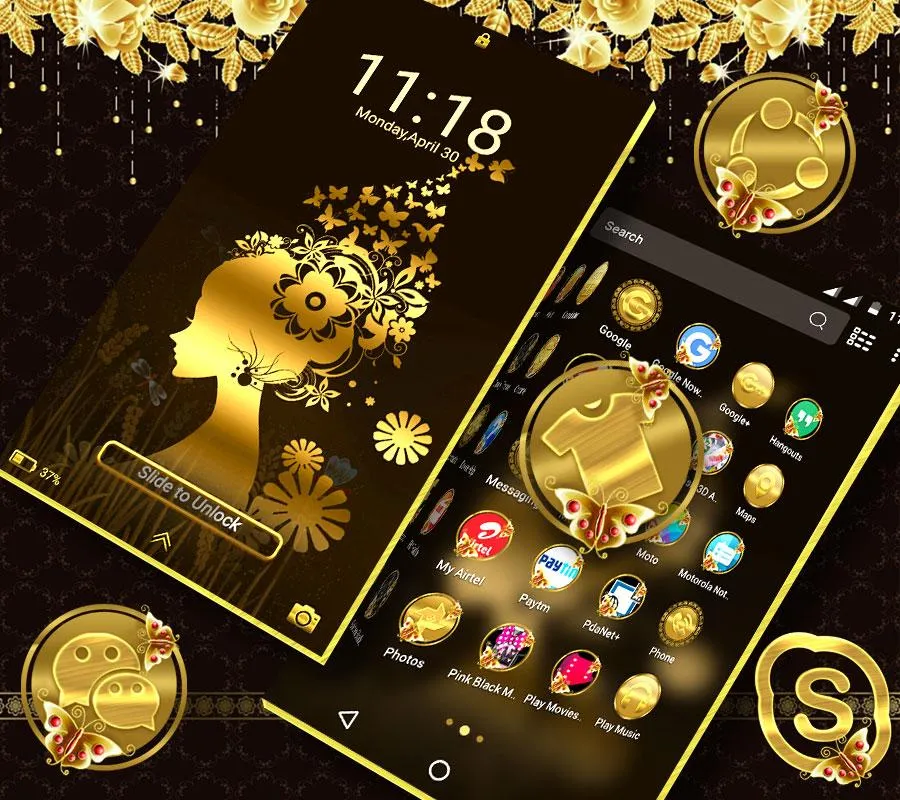 Gold Butterfly Girl Theme Gold Butterfly Girl Theme