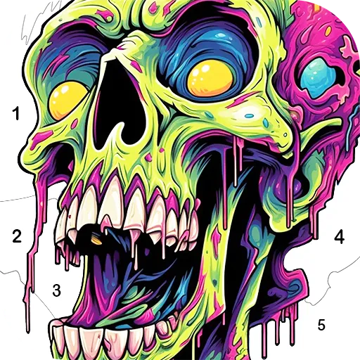 Skull Color, Color by Number