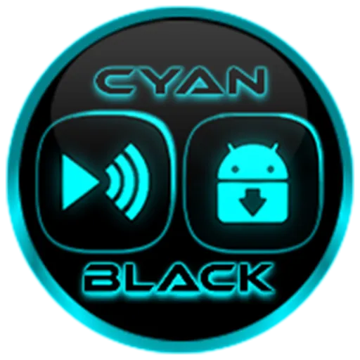 Flat Black and Cyan Icon Pack