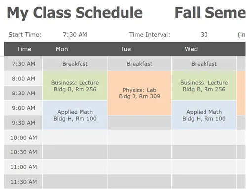 Schedules Templates Schedules Templates
