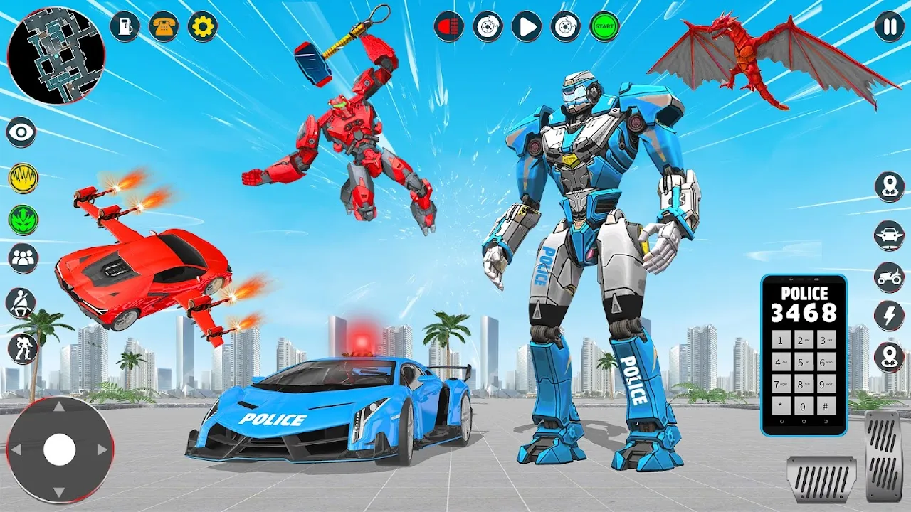 US Police Robot Car Transform US Police Robot Car Transform