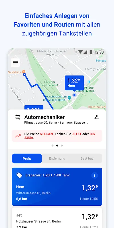 TankenApp mit Benzinpreistrend TankenApp mit Benzinpreistrend