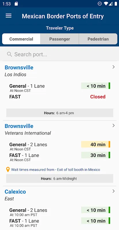 CBP Border Wait Times CBP Border Wait Times