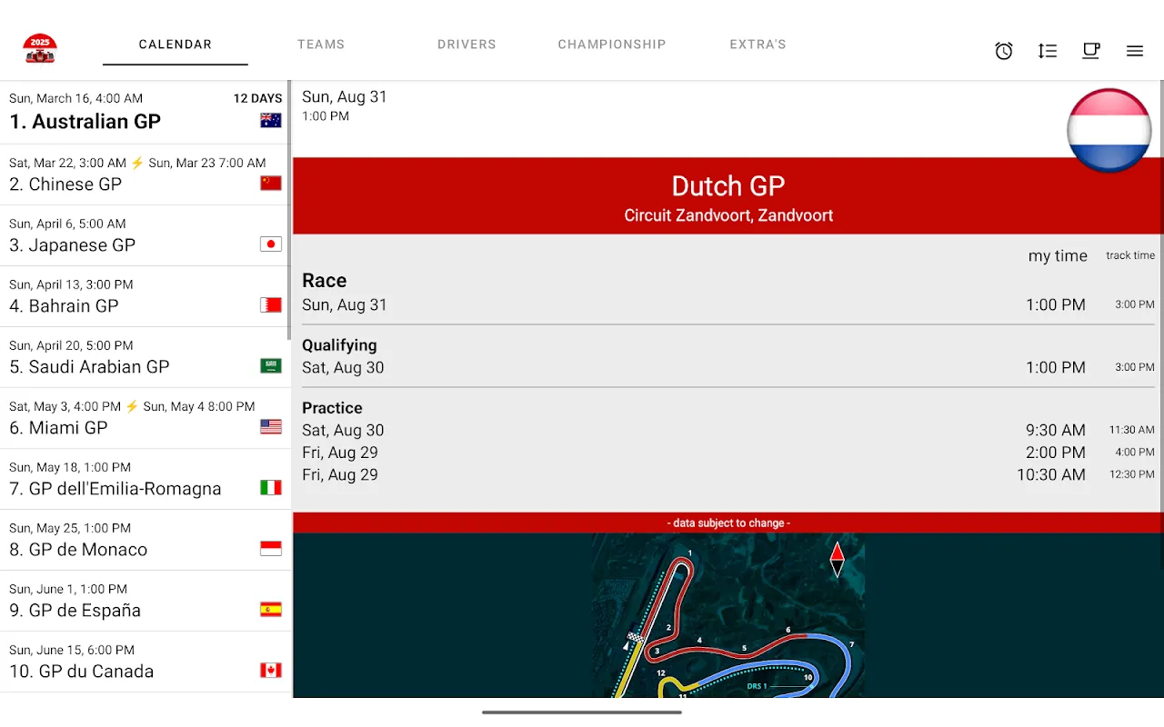 Racing Calendar 2025 + Ranking Racing Calendar 2025 + Ranking