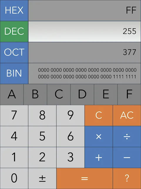 Hex,Dec,Oct,Bin(Dev Calc) Hex,Dec,Oct,Bin(Dev Calc)